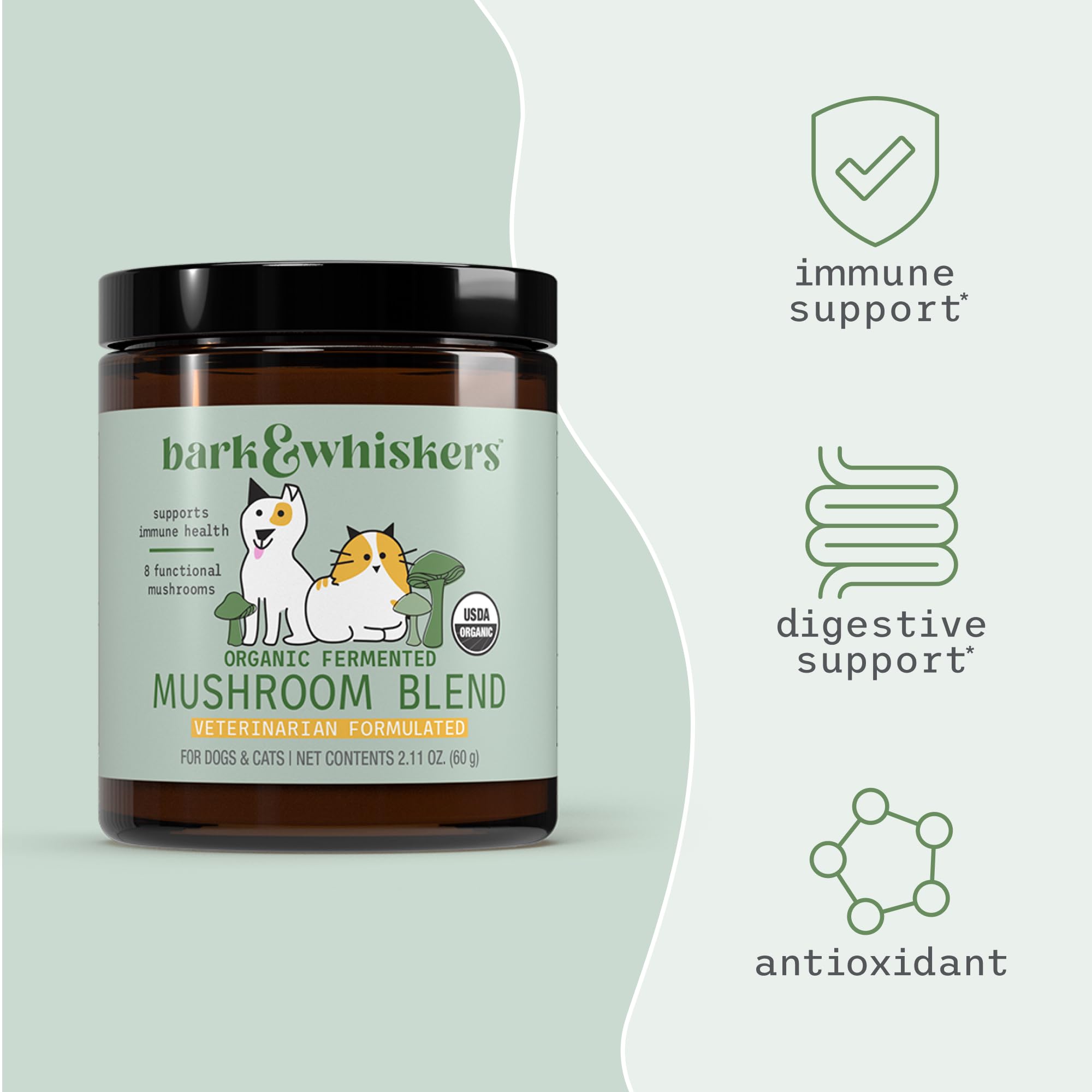 Dr. Mercola Bark & Whiskers Organic Fermented Mushroom Blend - Cat & Dog Supplement - Supports Digestive & Immune Health - Free from Additives, Filler & Gluten - 2.11 oz. (60 Scoops) - Image 4