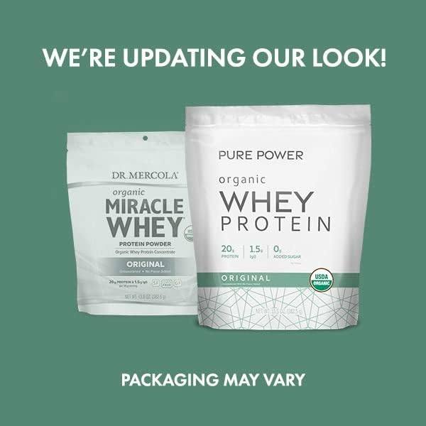 Dr. Mercola Pure Power Organic Whey Protein - 20 g Protein - Supports Muscle Growth & Energy - Grass-Fed Whey Concentrate - 15 Servings (20.60 oz) - Original - Image 4
